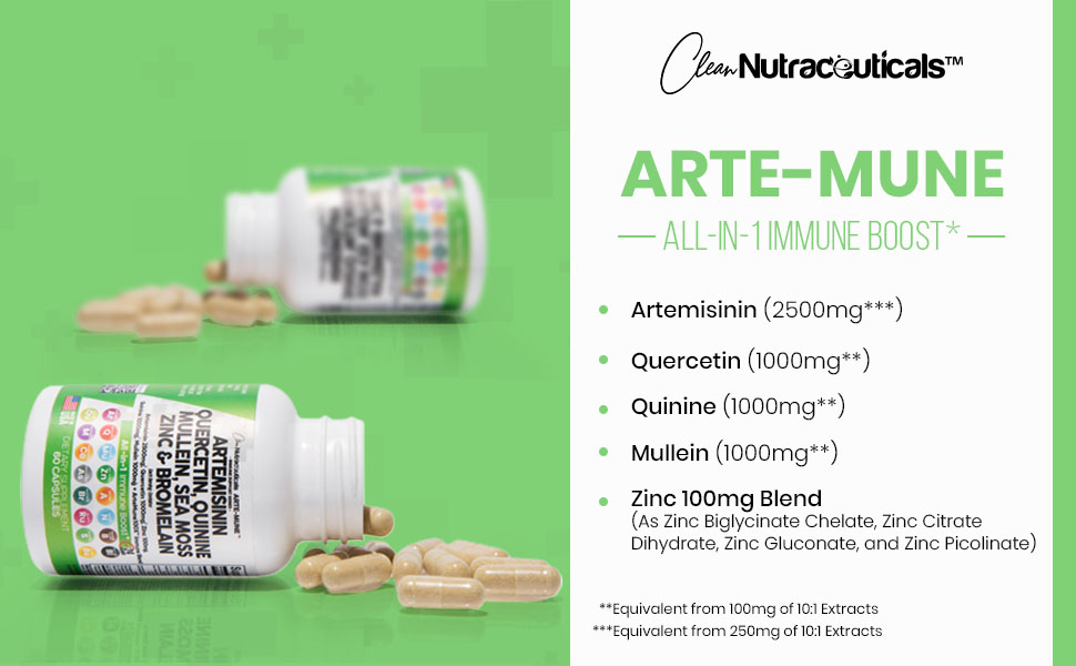 Artemisinin 2500mg Quercetin 1000mg Zinc 100mg Mullein Quinine Supplement with Sea Moss Bromelain Ashwagandha Root Nettle Leaf Bladderwrack Burdock Root Monolaurin Colostrum Rutin - Immune Support USA - Image 9
